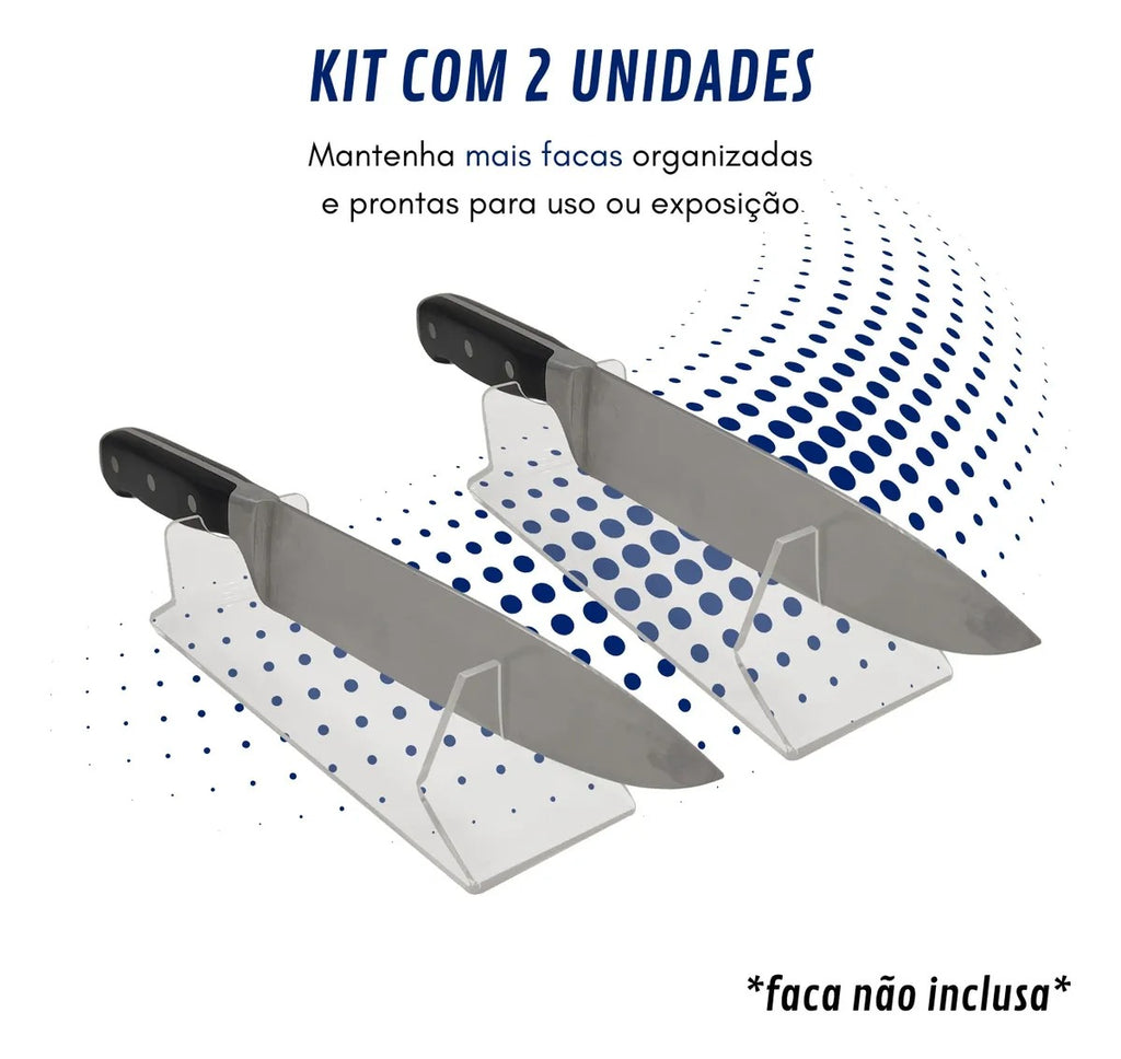 Kit Faqueiro Acrílico Expositor Faca Profissional Descanso