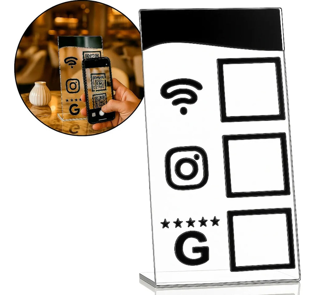 Qr Code Wifi Instagram Google Display Plaquinha Mesa Balcão