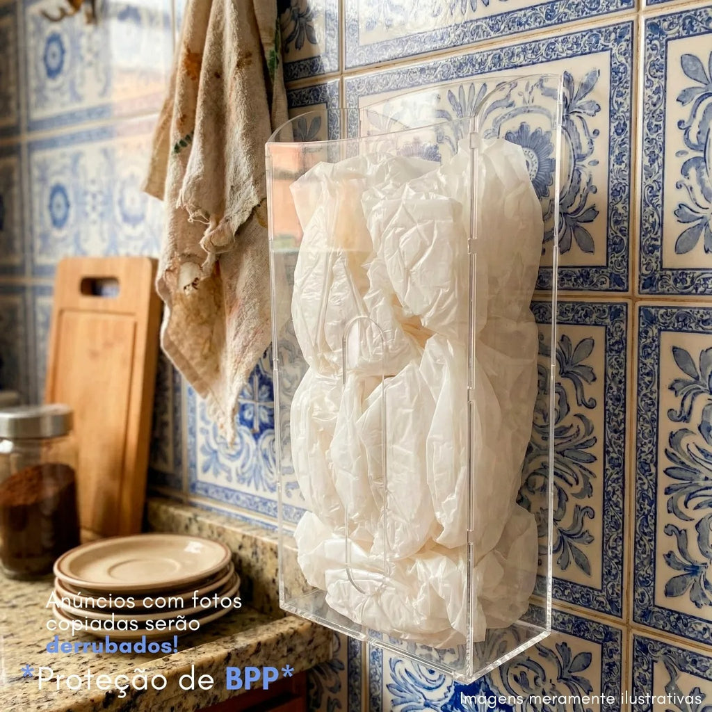 Suporte Sacolas Puxa Saco Parede Organização Cozinha Display