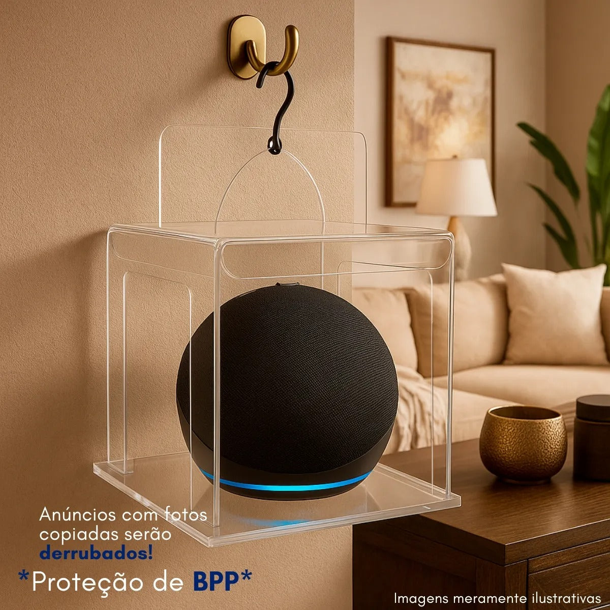 Porta Alexa Echo Dot Parede Teto Som Ambiente Sala Quarto