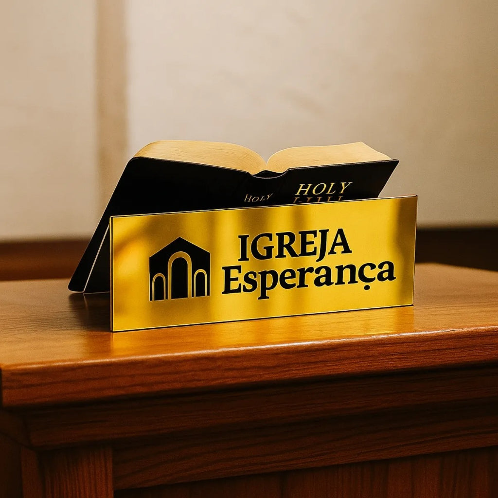 Porta Biblia Nome + Logo Personalizado Igreja Altar Grande