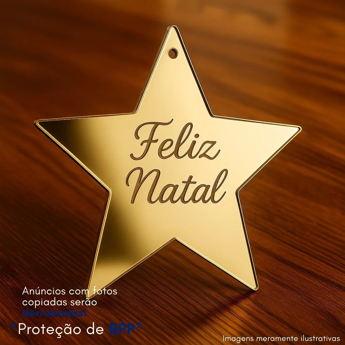 Kit 20 Pingente Estrela Feliz Natal 4cm Tag Árvore Presente