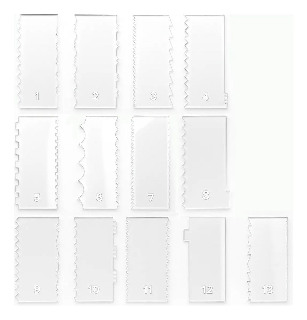 Espátulas Decoração Bolo 13 Pçs Confeiteiro Textura Desenho