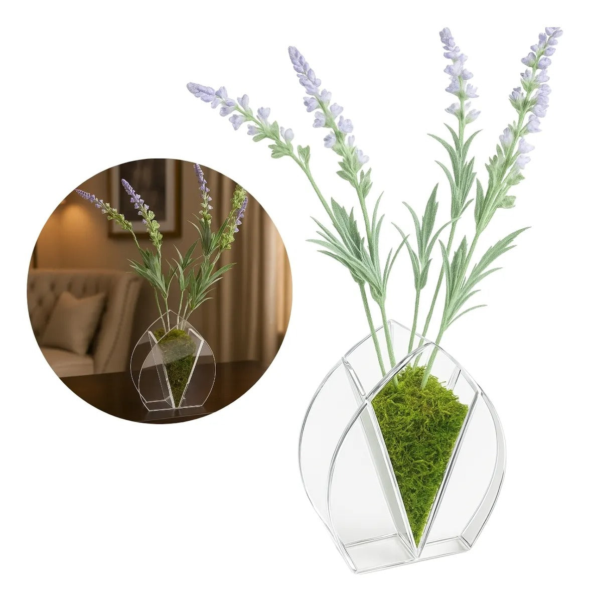 Vaso Planta Flor Acrílico Cristal Decorativo Sala Escritório