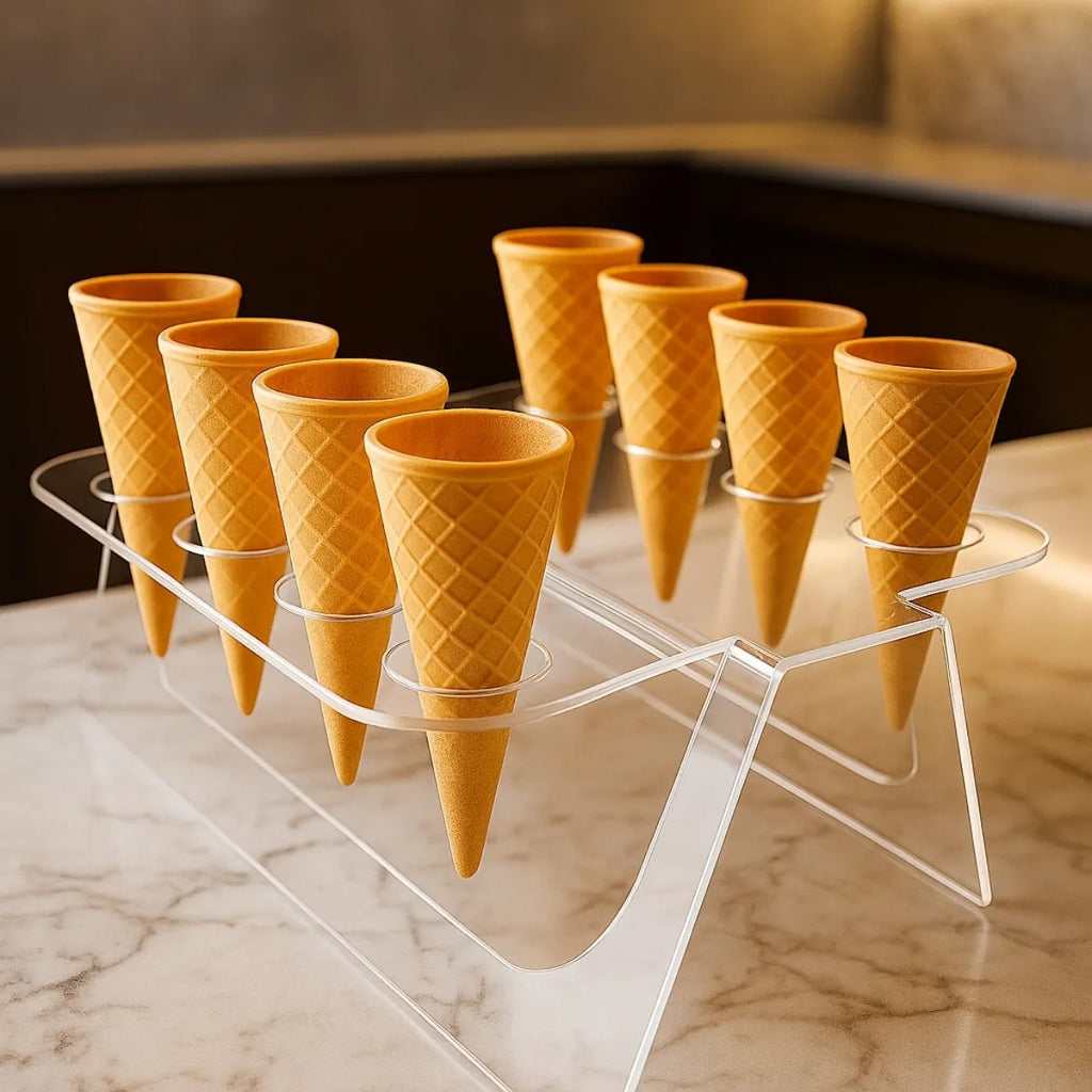 Expositor Temaki Sorvete Suporte Duplo Cristal 8 Cones