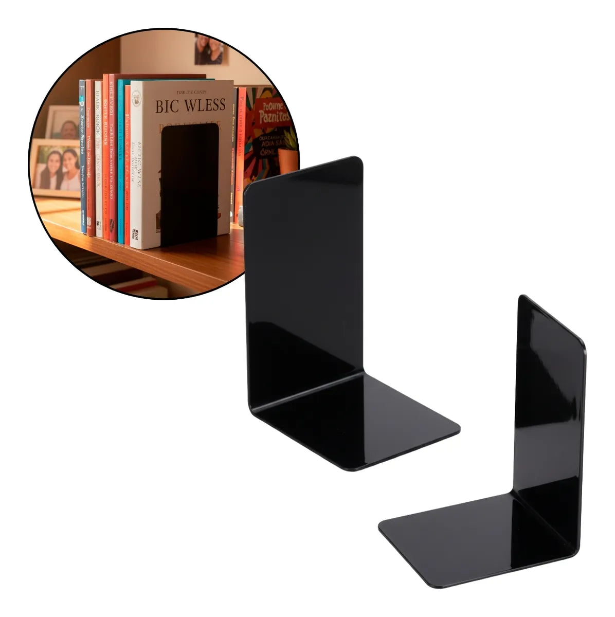 Aparador Porta Livros Suporte Bibliocanto Acrilico Par 2 Un Preto