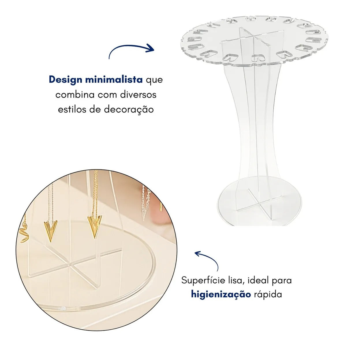 Porta Colar Expositor Display Joias 16 Espaços Vitrine Clean