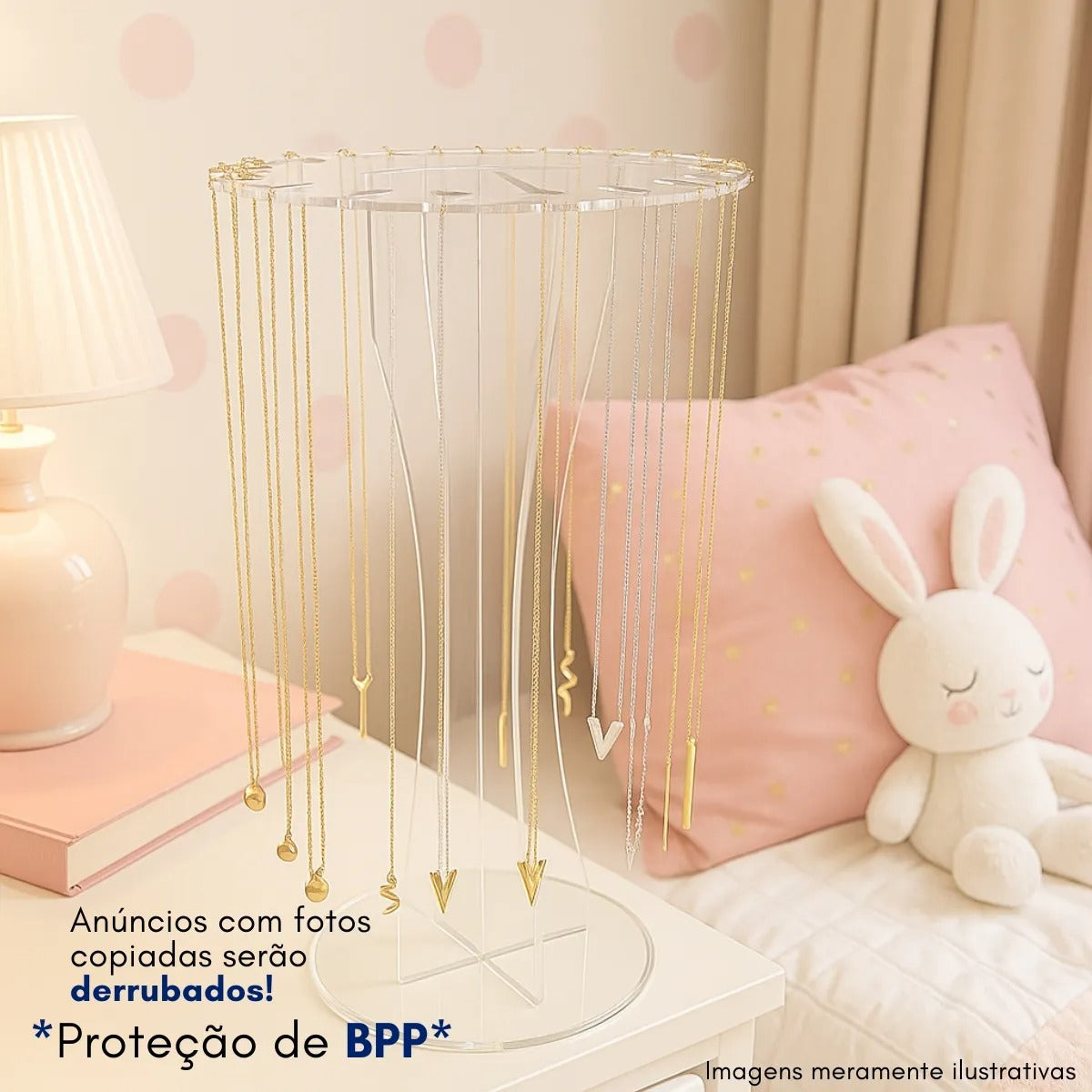 Porta Colar Expositor Display Joias 16 Espaços Vitrine Clean