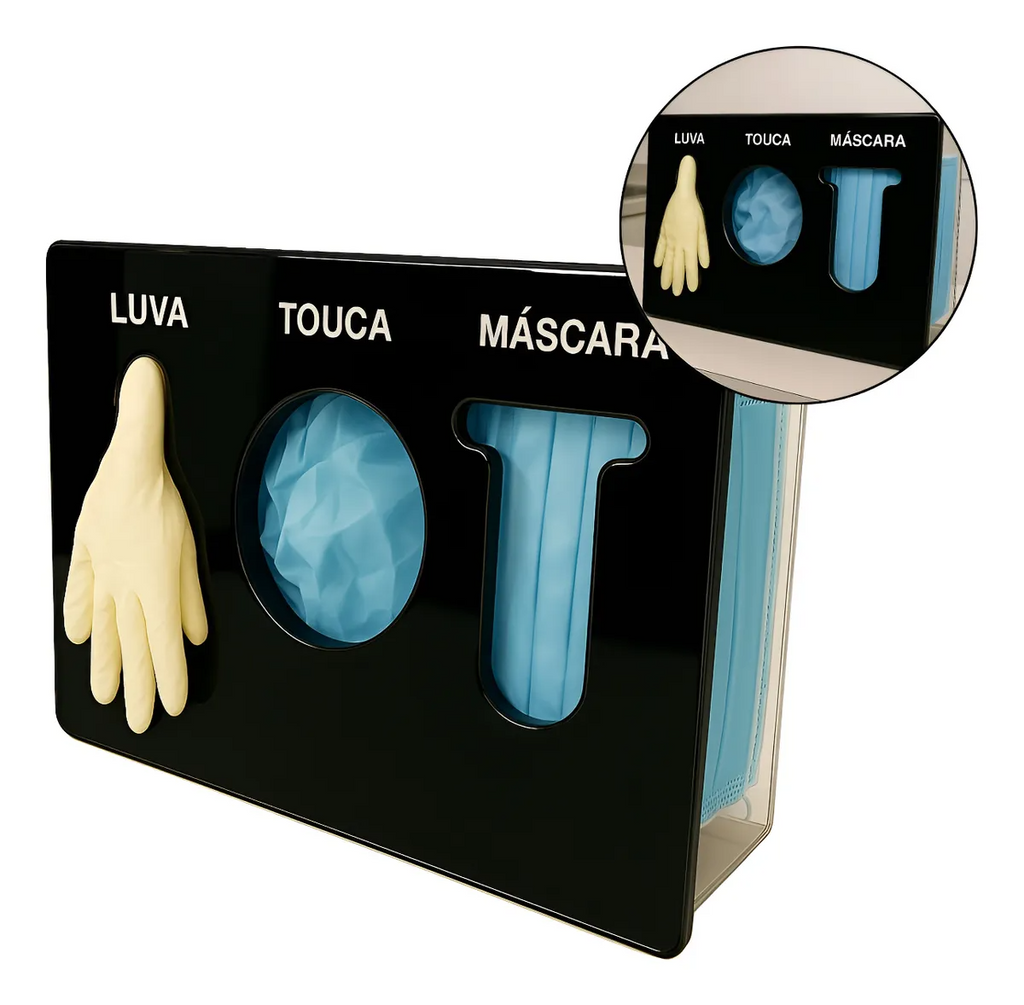 Organizador Luva Touca Máscara Acrílico Dispenser Epi Luxo