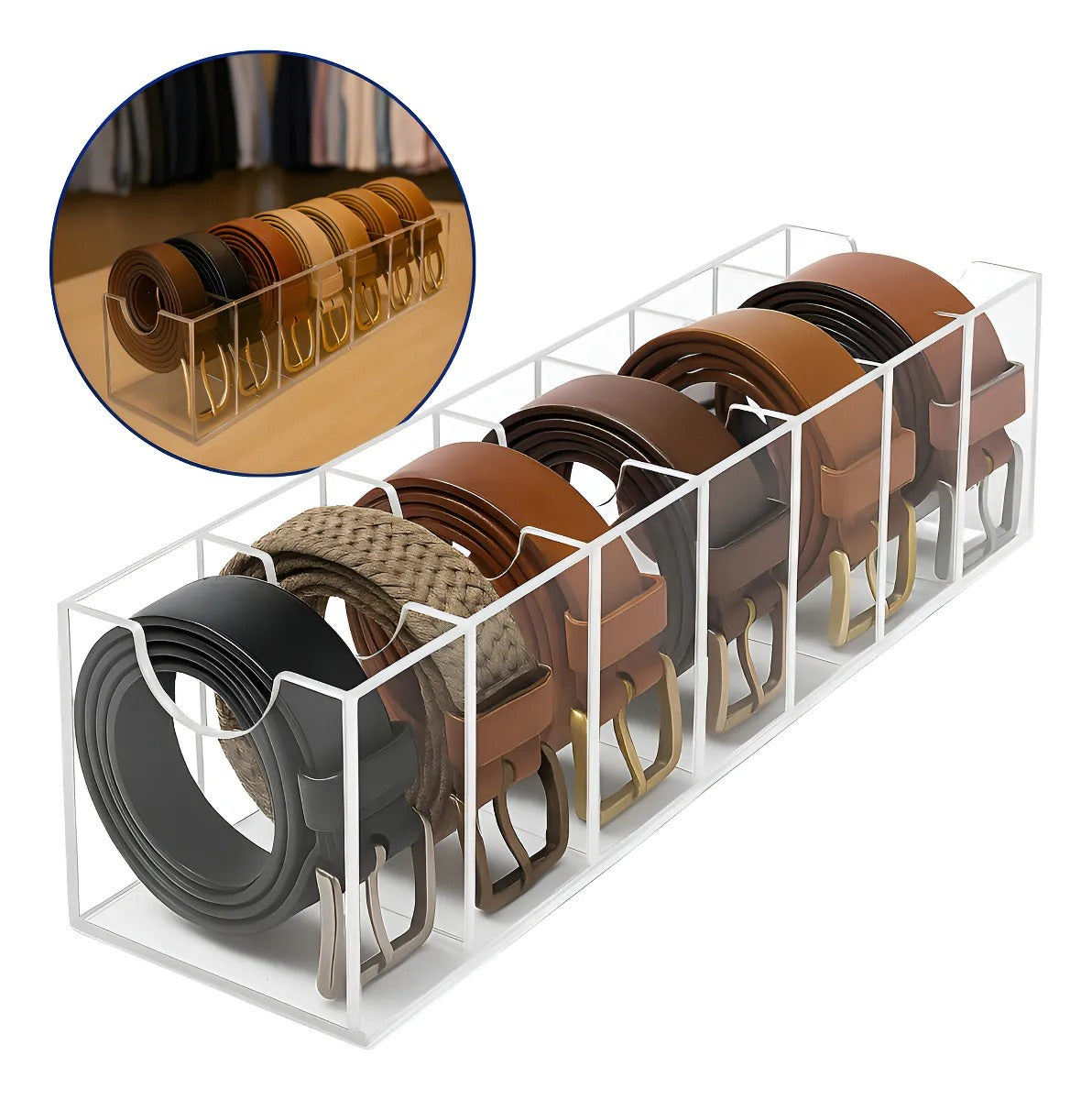 Suporte Expositor 7 Cintos Organizador Divisórias Armário