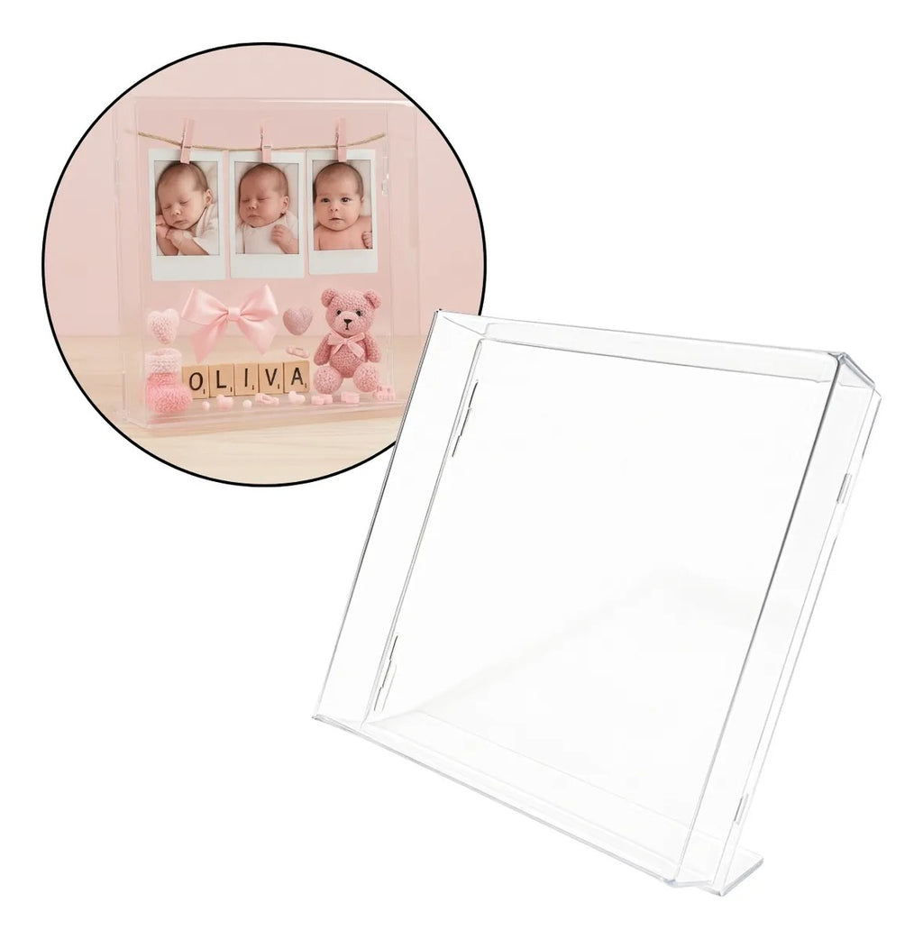 Caixa Fotos Moldura Expositora Objetos Lembranças Box Quadro