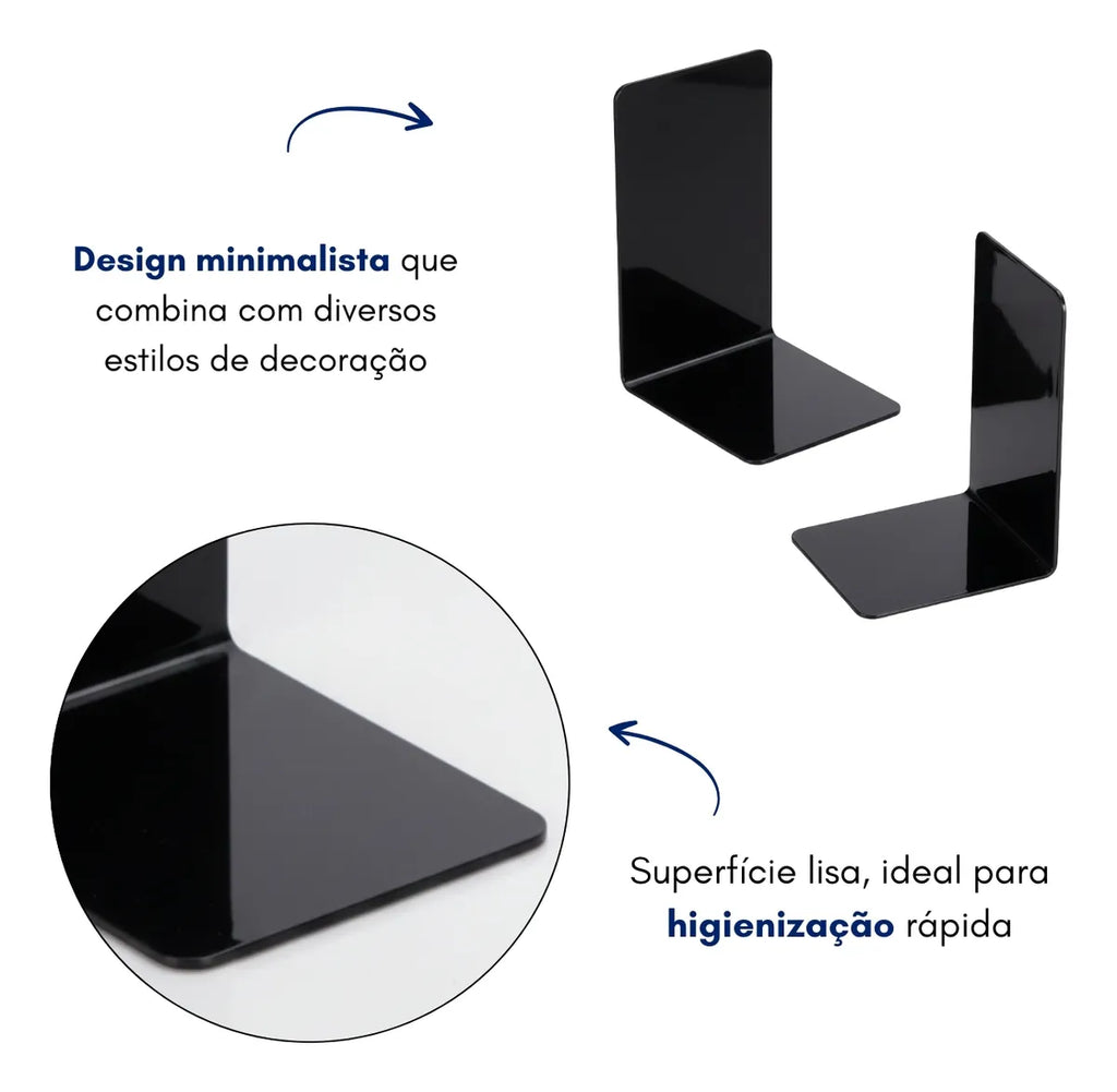 Aparador Porta Livros Suporte Bibliocanto Acrilico Par 2 Un Preto