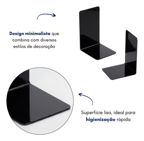 Aparador Porta Livros Suporte Bibliocanto Acrilico Par 2 Un Preto