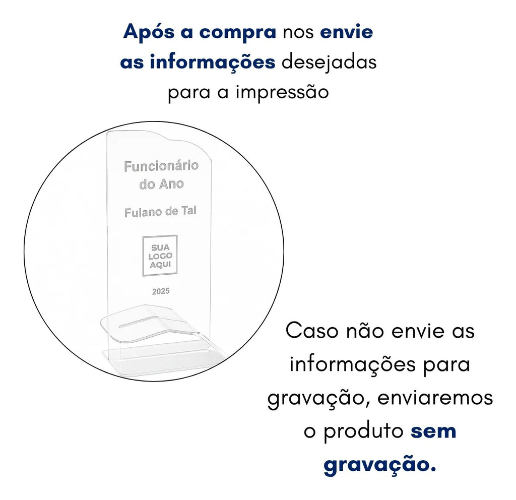 Troféu Acrílico Personalizado Aniversário Escritório Criança