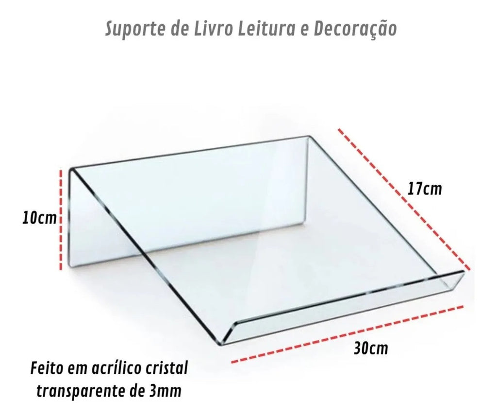 Kit Suporte Livro Acrílico Microfone Transparente Universal
