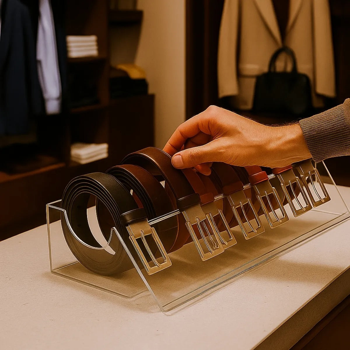 Expositor 7 Cintos Cinteiro Balcão Loja Vitrine Suporte