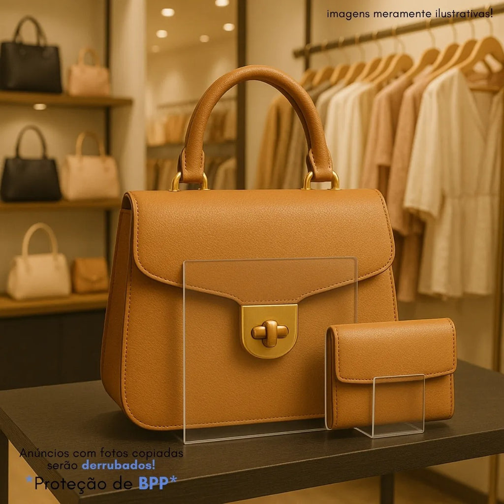 Kit 1 Expositor Bolsa + 1 Carteira Loja Balcão Moda Feminina