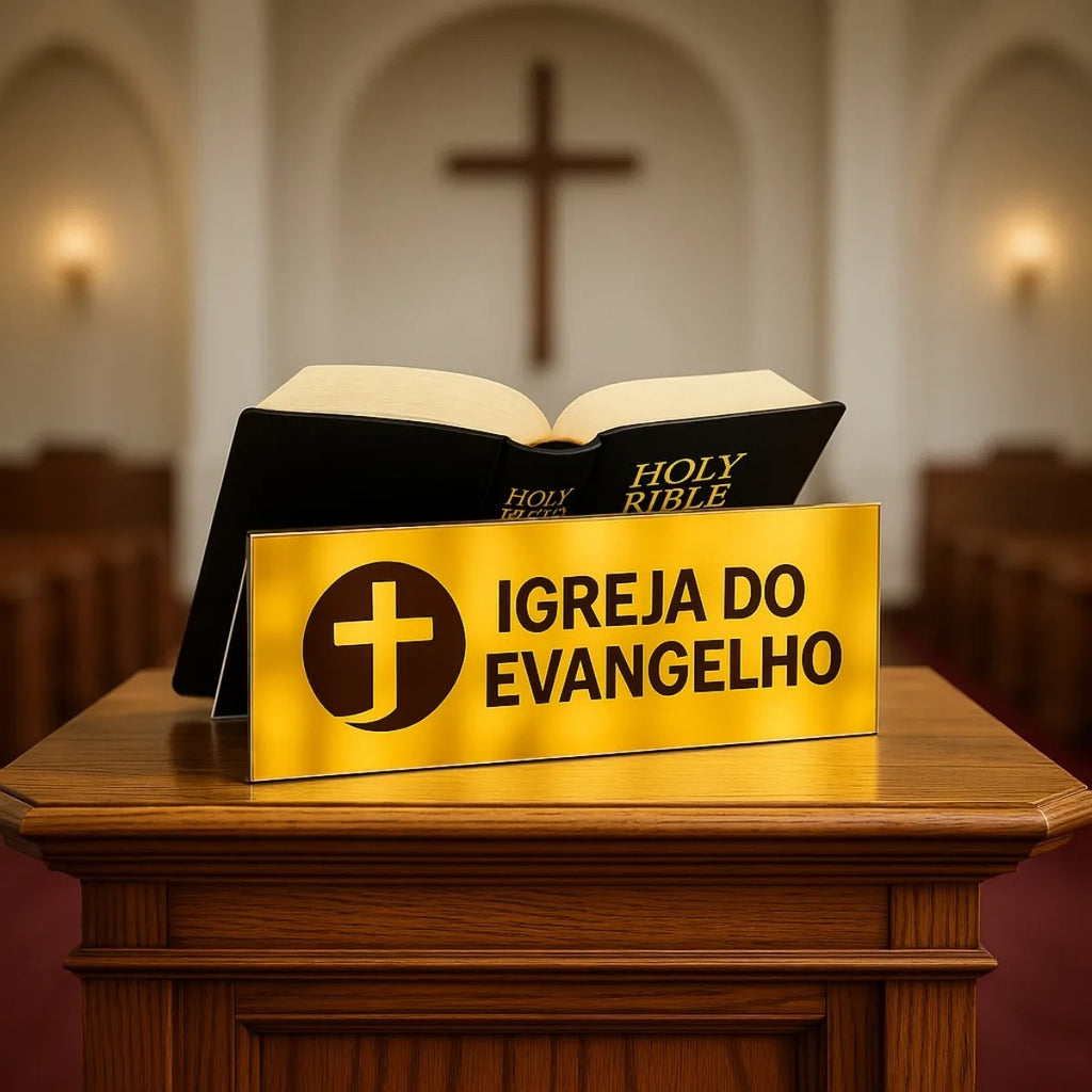 Porta Biblia Nome + Logo Personalizado Igreja Altar Grande