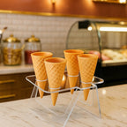 Expositor Temaki Sorvete Suporte Duplo Cristal 4 Cones