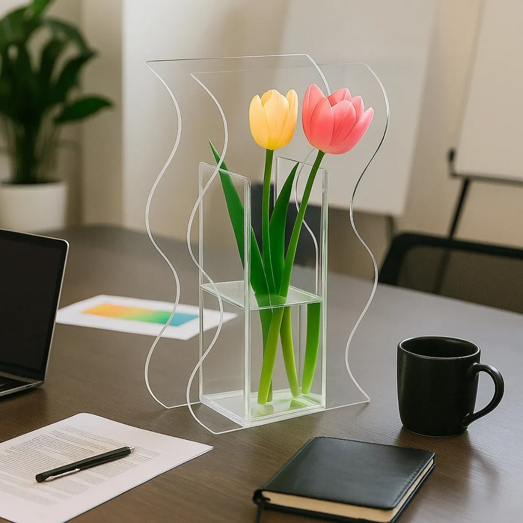 Vaso Ondulado Flores Cristal Mesa Festa Arranjo Decor Sala