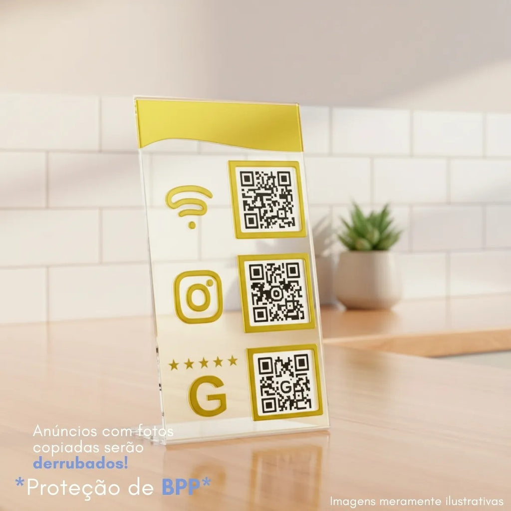 Qr Code Wifi Instagram Google Display Plaquinha Mesa Balcão