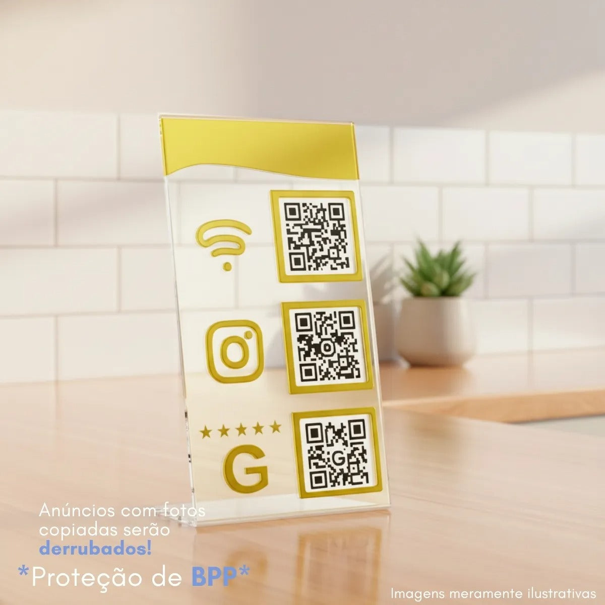 Qr Code Wifi Instagram Google Display Plaquinha Mesa Balcão