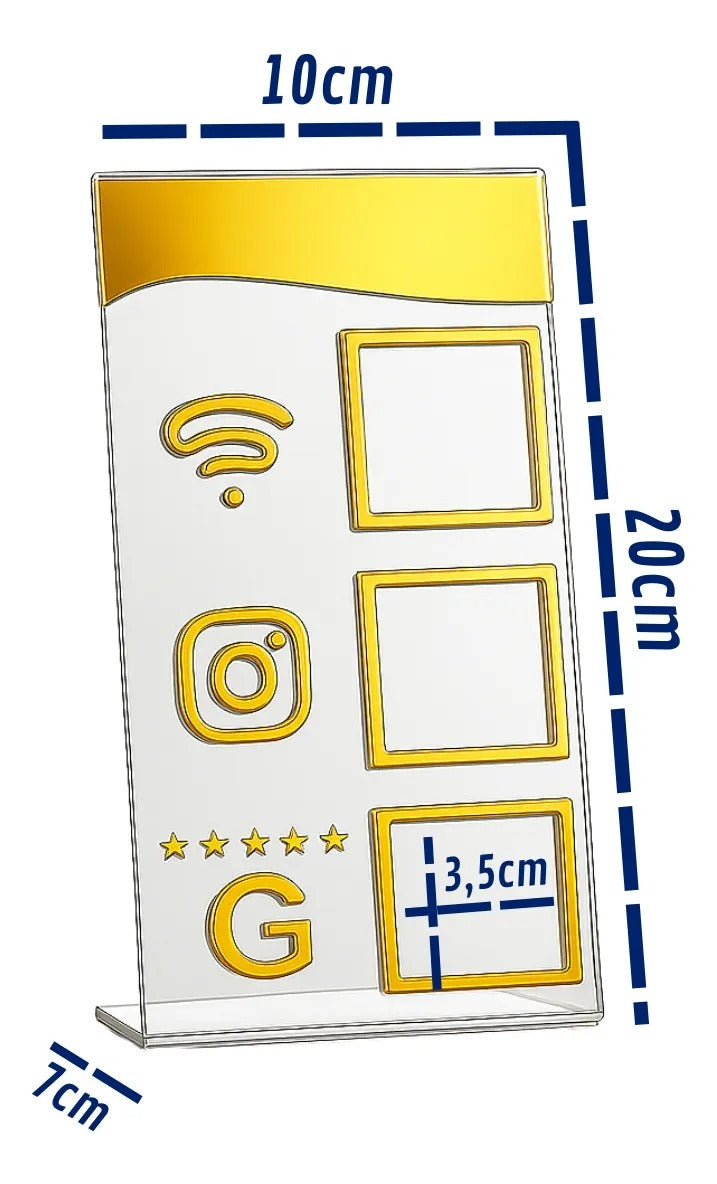 Qr Code Wifi Instagram Google Display Plaquinha Mesa Balcão