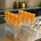 Expositor Temaki Sorvete Suporte Duplo Cristal 8 Cones