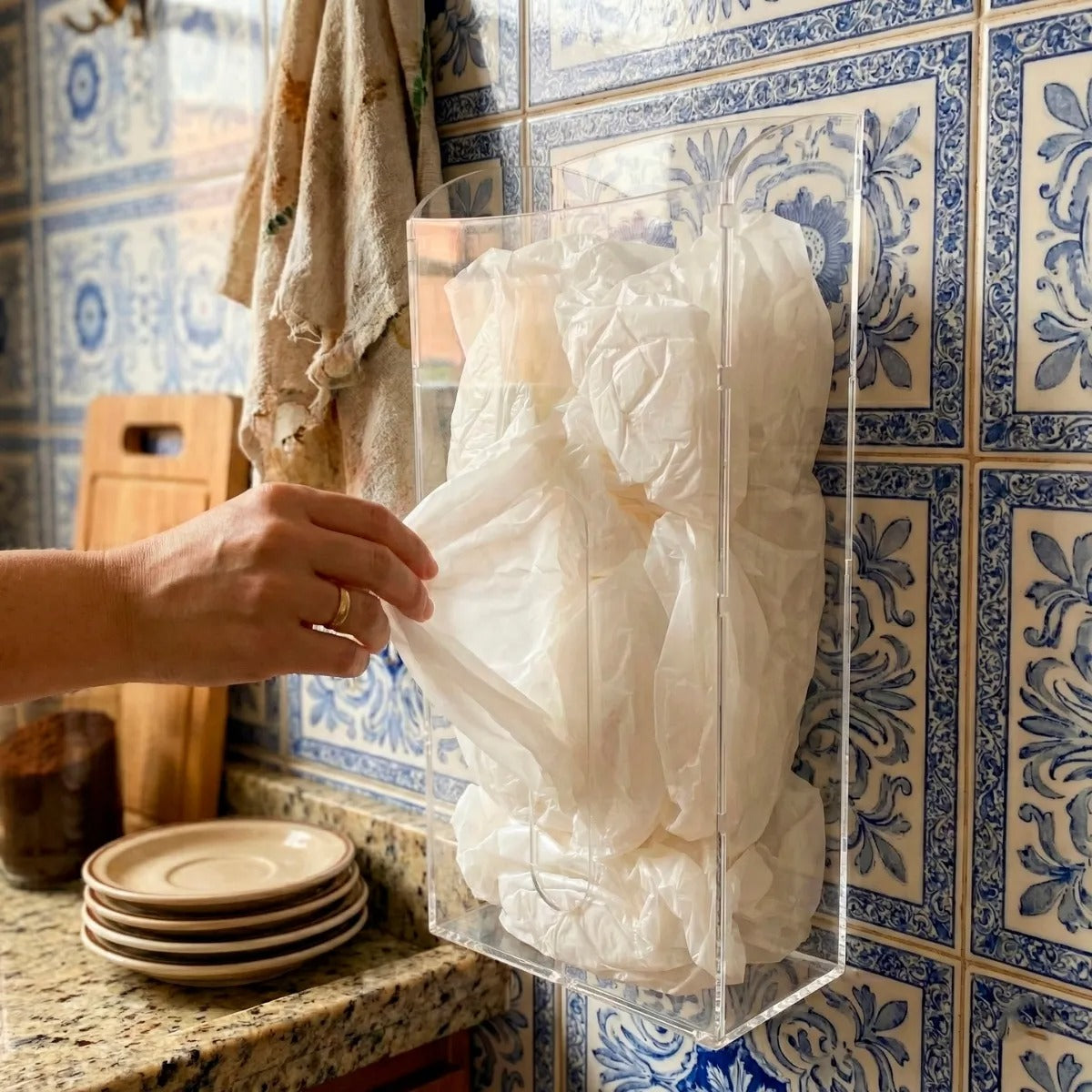 Suporte Sacolas Puxa Saco Parede Organização Cozinha Display