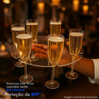 Bandeja Garçom 6 Taças Suporte Furo Apoio Dedo Evento Festa