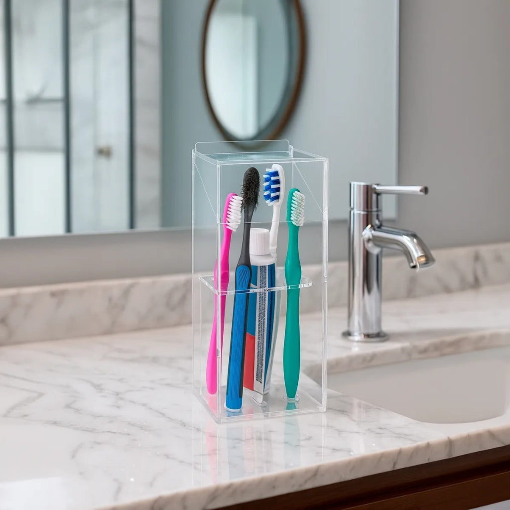 Organizador Porta Escova De Dente Com Tampa Bancada Banheiro