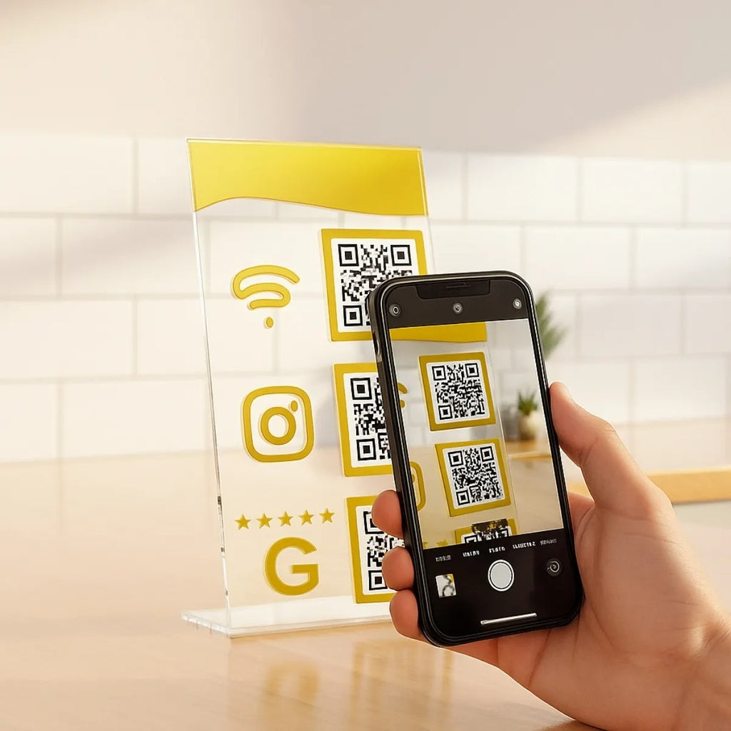 Qr Code Wifi Instagram Google Display Plaquinha Mesa Balcão