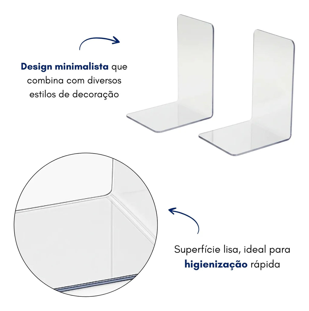 Aparador Porta Livros Suporte Bibliocanto Acrilico Par 2 Un Transparente