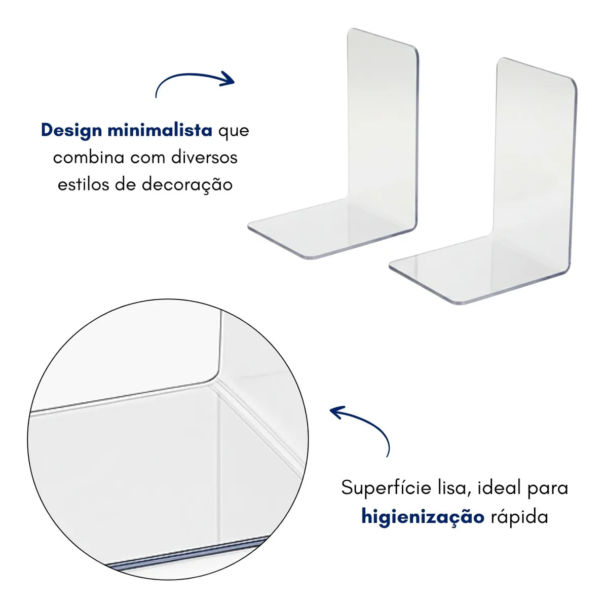 Aparador Porta Livros Suporte Bibliocanto Acrilico Par 2 Un Transparente