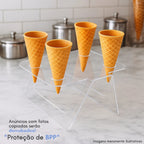 Expositor Temaki Sorvete Suporte Duplo Cristal 4 Cones