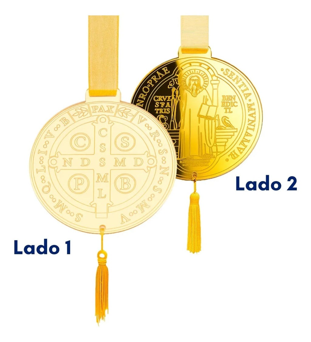 Medalha São Bento Escapulário Porta Proteção Dourado Benção