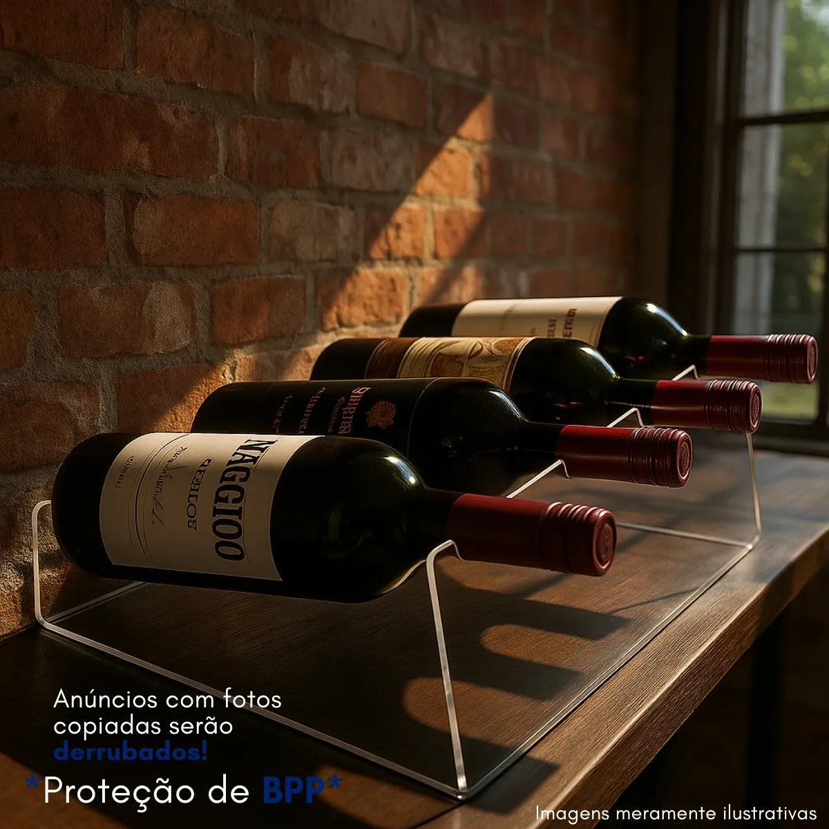 Porta 4 Garrafas Vinho Suporte Expositor Design Moderno