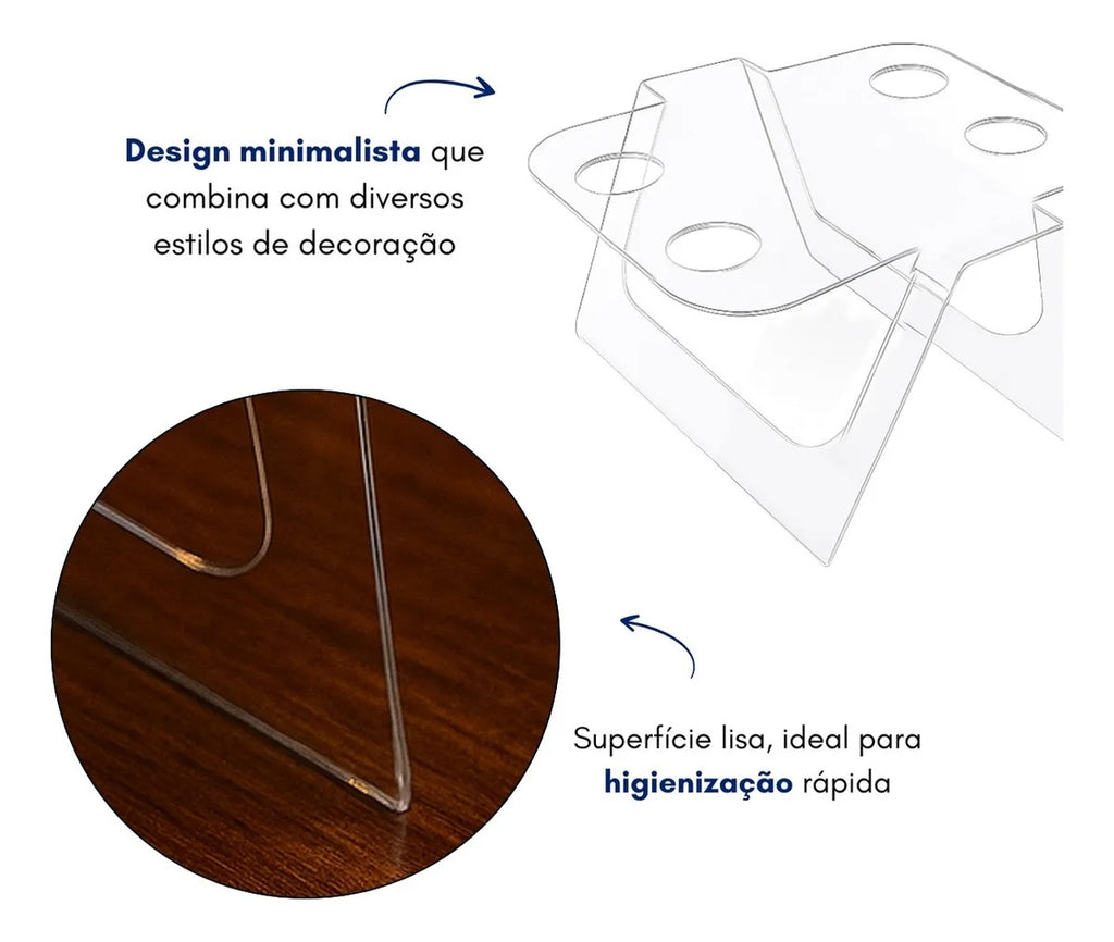 Expositor Temaki Sorvete Suporte Duplo Cristal 4 Cones