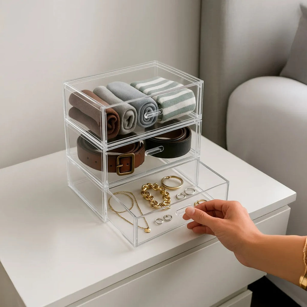 Kit 6 Organizador Modular Gavetas Escritório Maquiagem Casa