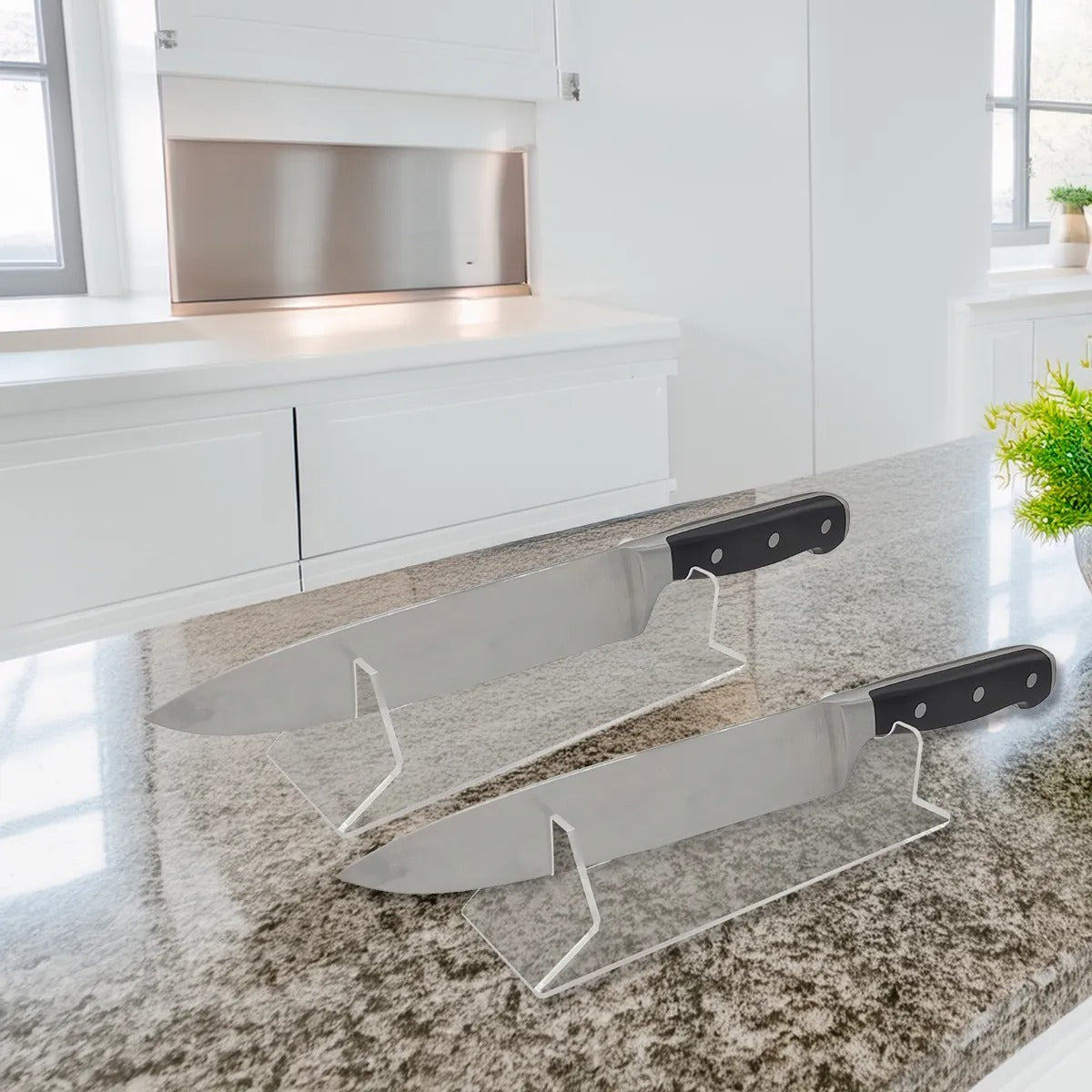 Kit Faqueiro Acrílico Expositor Faca Profissional Descanso