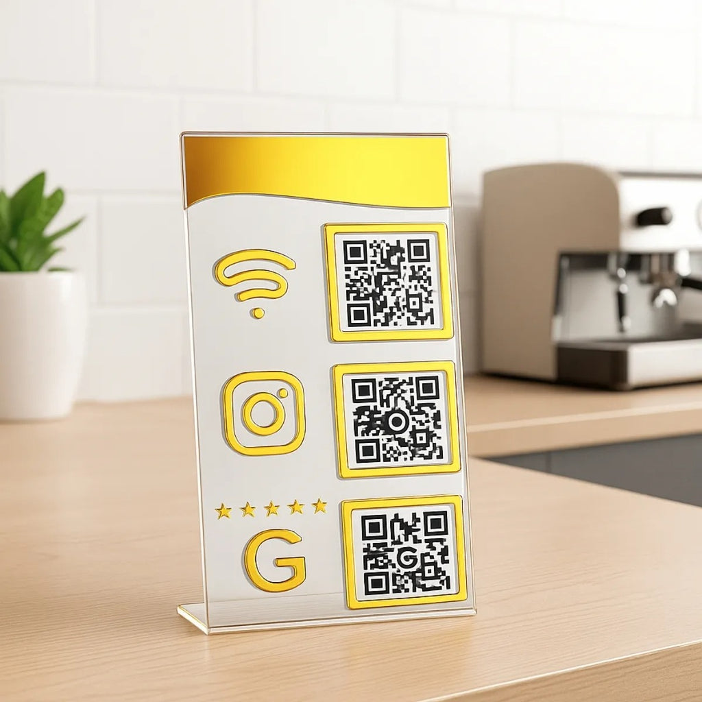 Qr Code Wifi Instagram Google Display Plaquinha Mesa Balcão
