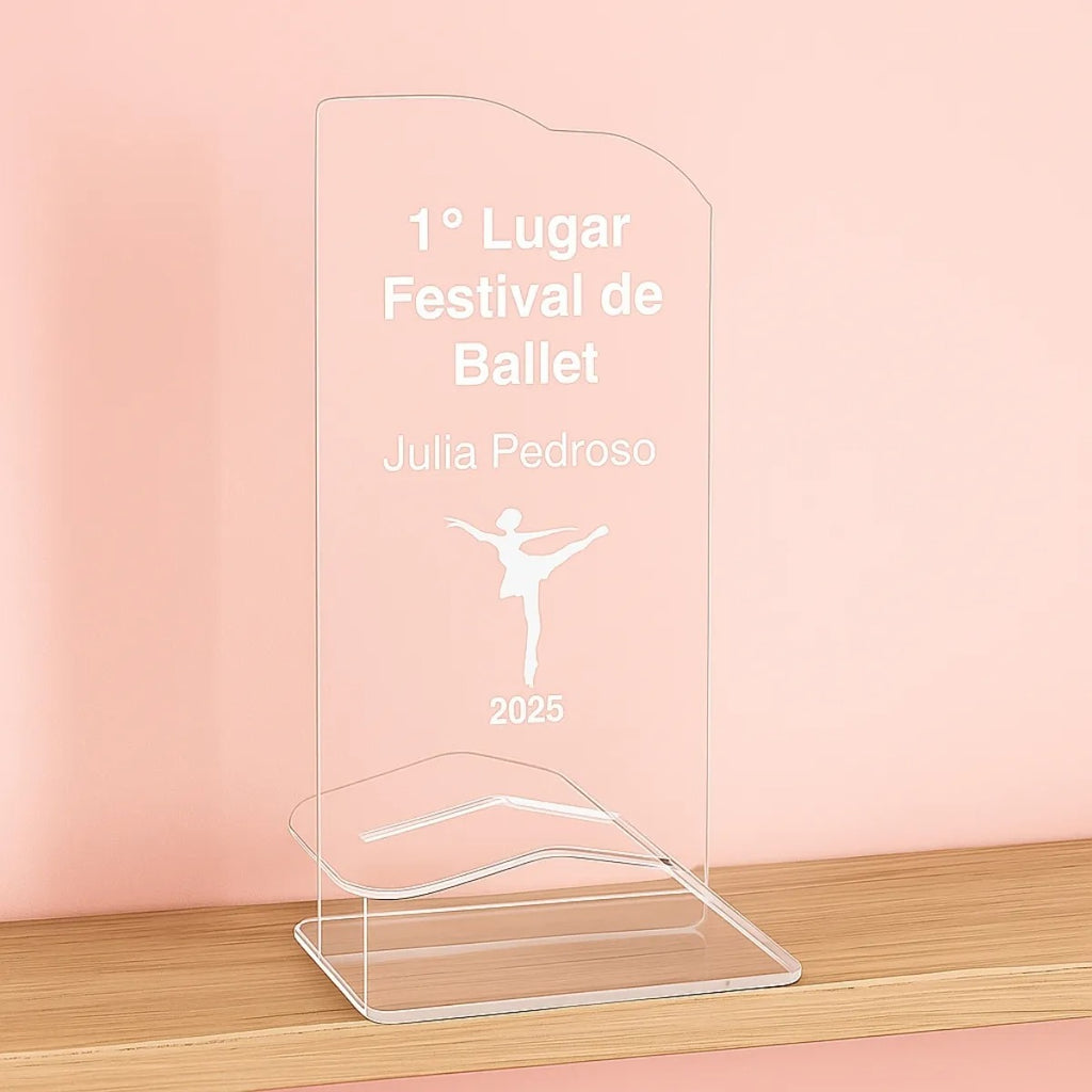 Troféu Acrílico Personalizado Aniversário Escritório Criança