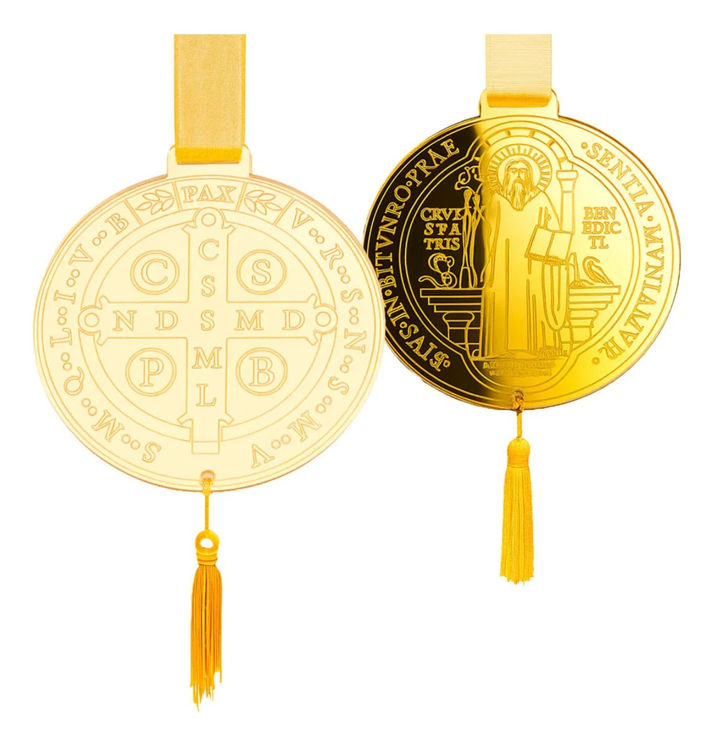 Medalha São Bento Escapulário Porta Proteção Dourado Benção