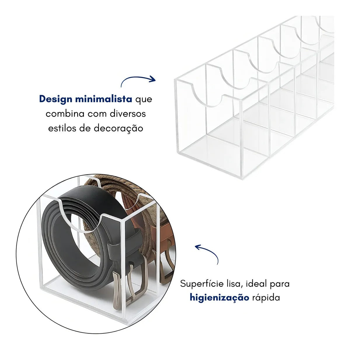 Suporte Expositor 7 Cintos Organizador Divisórias Armário