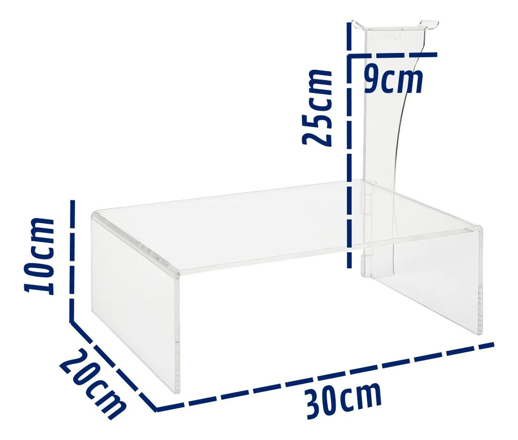 Apoio Monitor + Fone Mesa Elevado Transparente Gamer Setup