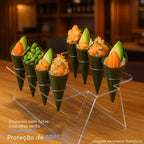 Expositor Temaki Sorvete Suporte Duplo Cristal 8 Cones