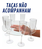 Bandeja Garçom 6 Taças Suporte Furo Apoio Dedo Evento Festa