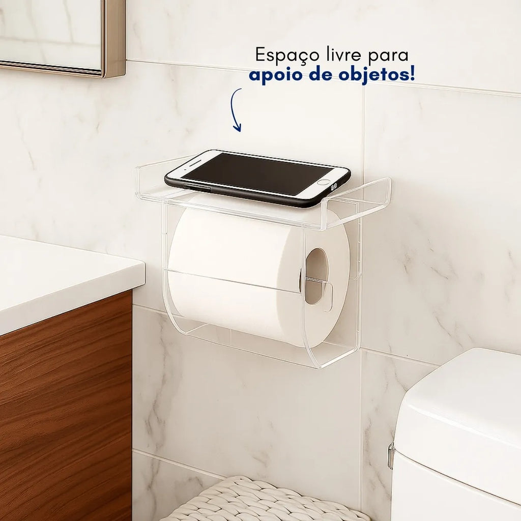 Suporte Papel Higiênico Apoio Celular Objeto Banheiro Lavabo