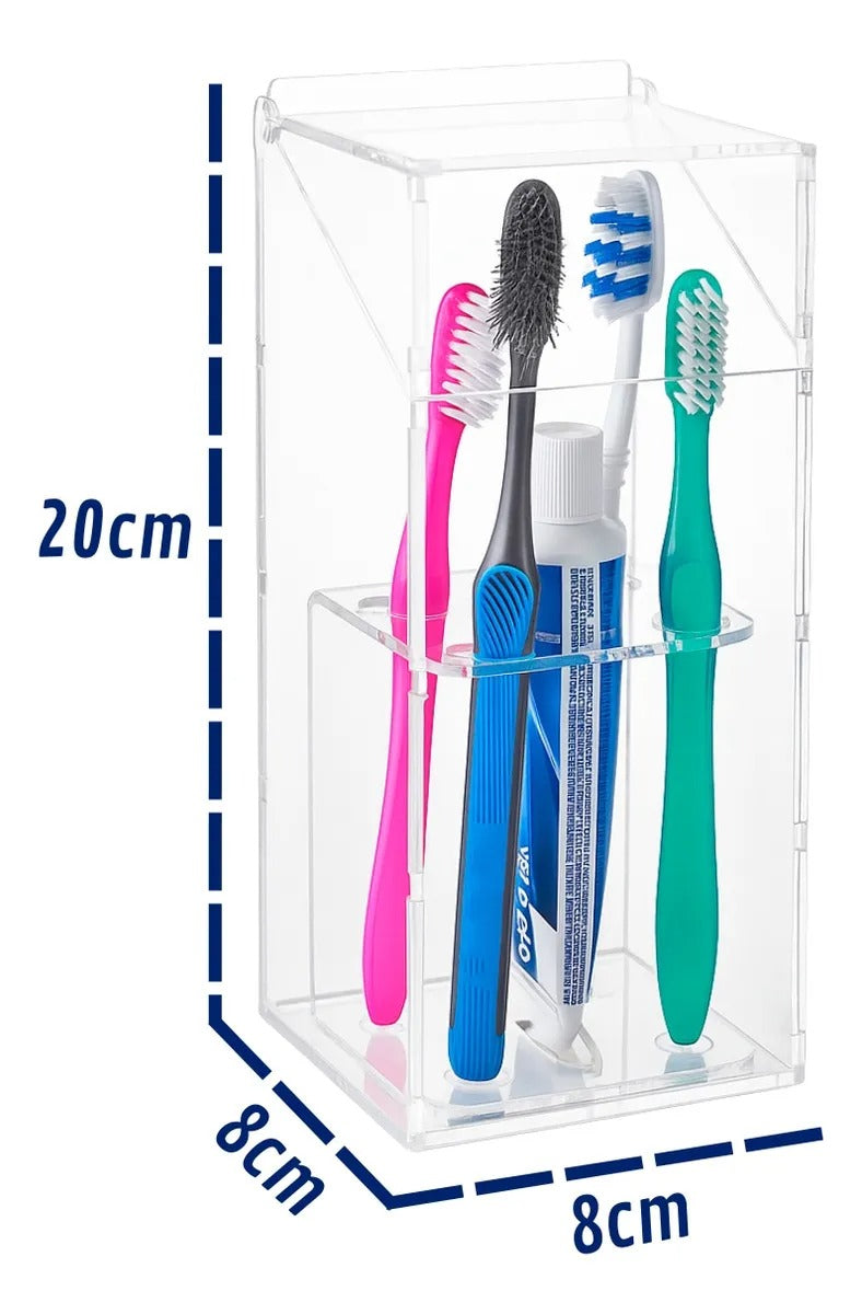Organizador Porta Escova De Dente Com Tampa Bancada Banheiro