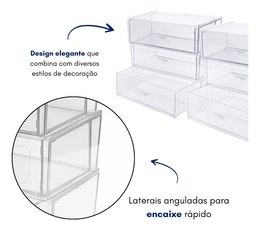 Kit 6 Organizador Modular Gavetas Escritório Maquiagem Casa